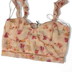 Floral Cream Crop Top